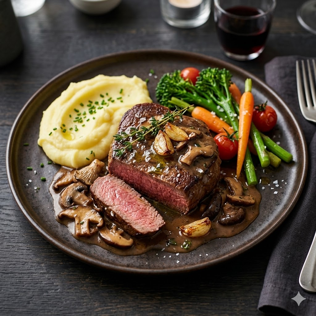 Beef Steak With Mushroom Sauce